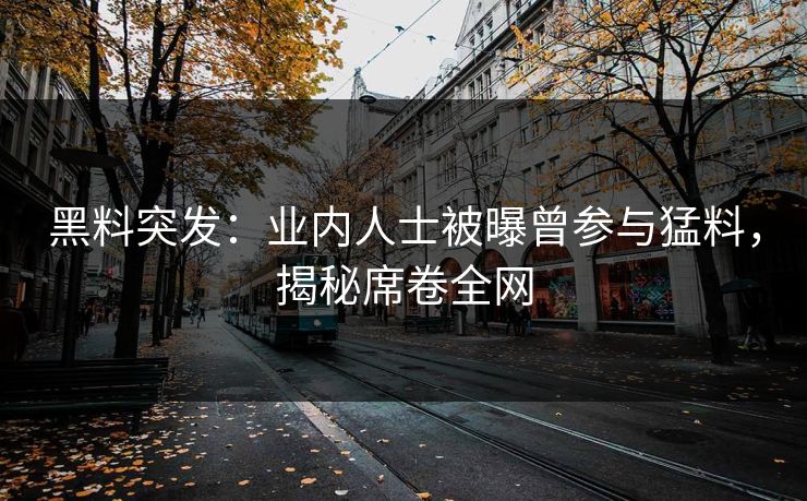 黑料突发：业内人士被曝曾参与猛料，揭秘席卷全网