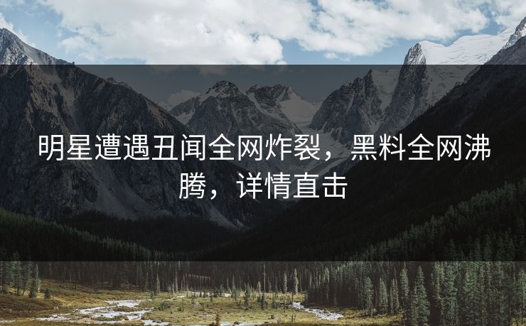 明星遭遇丑闻全网炸裂，黑料全网沸腾，详情直击