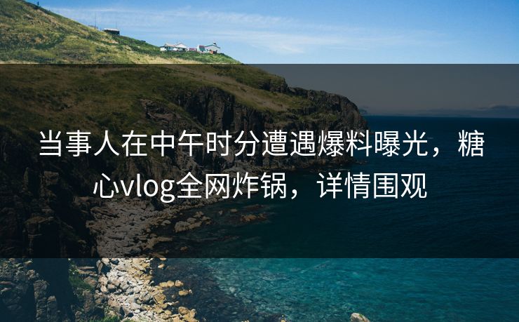 当事人在中午时分遭遇爆料曝光，糖心vlog全网炸锅，详情围观