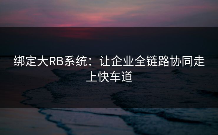 绑定大RB系统：让企业全链路协同走上快车道